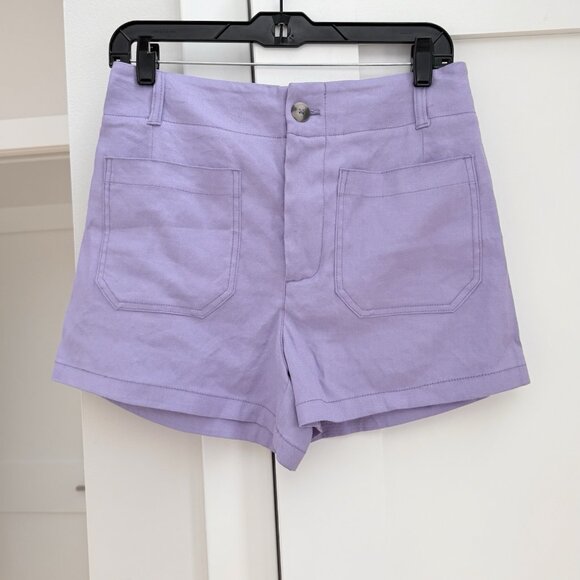Anthropologie Maeve The Colette Shorts Womens 28 Linen Blend High Rise Purple - Picture 1 of 9